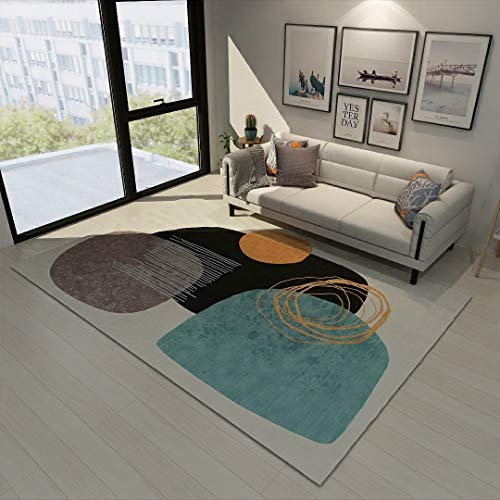 Teppich Blaue Geometrie Flauschig Kurzflor,Mikrofaser Super Weich,Anti-Rutsch,Waschbar,Teppich Webteppich Für Wohnzimmer,Flur,Schlafzimmer Teppichläufer 120X160Cm