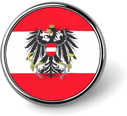 Österreich mit Adler-Flagge, runde Anstecknadel, Krawattennadel, süße Brosche, Anstecknadel für Männer und Frauen, Hüte, Kleidungszubehör