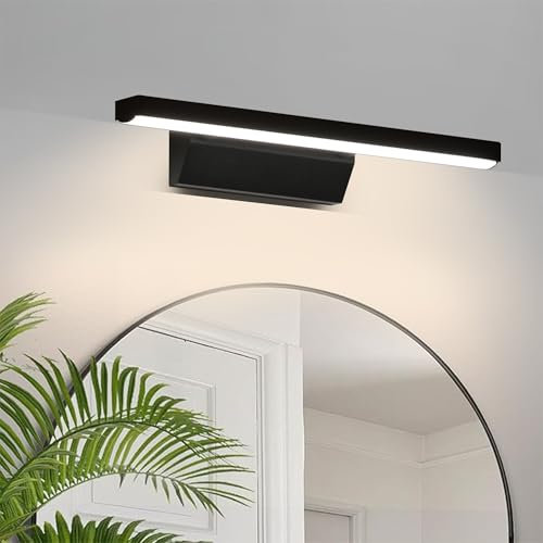 YHTlaeh LED Specchio Lampada 9W 680lm Bagno Bianco Neutro 4000K IP44 No Flicker 230V (Nero, 40cm)