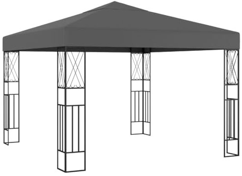 Rasen & Garten, Outdoor-Wohnen, Außenstrukturen, Vordächer & Pavillons, Pavillon, 3 x 3 m, anthrazitfarbener Stoff