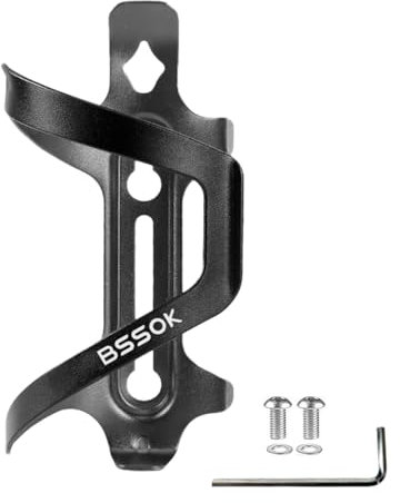 BSSOK Porte-bouteille de vélo en alliage d'aluminium, support de bouteille d'eau côté vélo pour vélo de route/VTT, porte-boisson (noir)