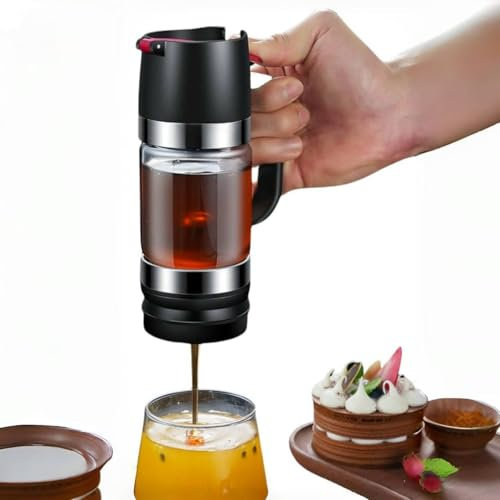 Honungsdispenser glas, 9 oz droppsäkert honungsglas med handtag, droppsäker glas-honungsdispenser med hållare, sirap dispenser glas för kaffe eller te, perfekt för honung och sirap, svart