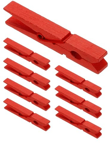 PATIKIL 7.1cm Wäscheklammern Holz, Groß Kluppen 100 Stück, Bunte Holzklammern mit starker Griff Foto Clips zum Aufhängen von Bildern Kleidung Fotos Dekorative Bastelarbeiten, Rot