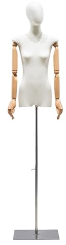 Weibliche Schneiderpuppe, Flache Damen-Schneiderpuppe mit Kopf und Armen, höhenverstellbarer Schaufensterpuppen-Aufsteller für Bekleidungsgeschäfte(Silver)