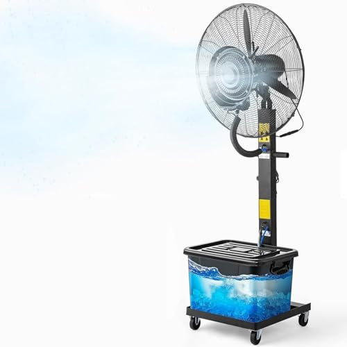 Genérico Ventilador de Pie con Nebulizador Agua, Nebulizador Fan con Agua Pulverizada para Exterior e Interior, Ventilador de Pedestal Oscilante 90° con Nebulizador, Negro(75cm/30in)