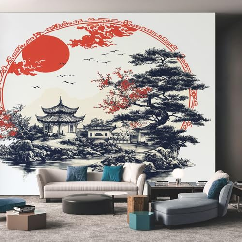 Générique Papier Peint Intissé Pin Japonais Anime 300 x 210 cm Papier Peint Panoramique Grandes Poster Mural Photo pour Salon, Chambre, Décor Fond TV LHGU83