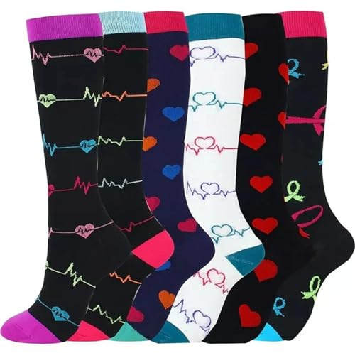 YXADGML Kompressionsstrümpfe Kompressionsstrümpfe for Leggings, Laufsport, Fußball, Unisex, Erwachsene, Socken, Edition Network, Rot, Druck, Krankenschwester, Herrensocken(MIX006-13,S-M)