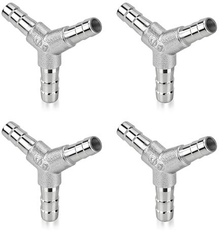 Connettore Tubo Carburante Y, Φ6mm Barbiglio Raccordo per Tubi Flessibile a 3 Vie Adattatore Raccordi a Y in Acciaio Inossidabile 304 per Aria, Acqua, Gas e Gasolio (4 Pezzi)
