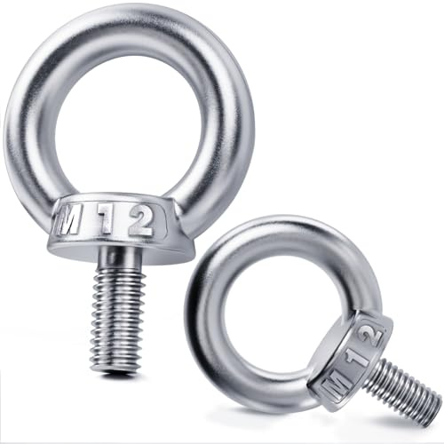 YOOPIN 6 Stück M12 Ringschraube, 304 Edelstahl | Ösenschraube mit Gewinde. Für Befestigungstechnik und technische Hebevorrichtungen