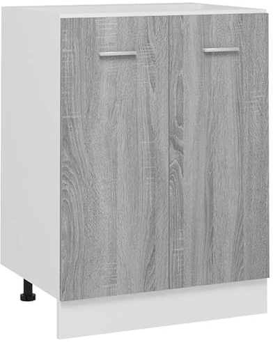 Elegans underskåp Lyon grå Sonoma 60 x 46 x 81,5 cm – köksunderskåp av trämaterial för moderna kök, platsbesparande och stabil