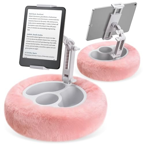 AuraTeck Tablet Halterung Kissen, 360° Verstellbarer Kindle Ständer mit mit flexiblem doppelachsigem Arm, ipad Halter für iPad, iPhone, Kindle, Switch, und alle Geräte von 4,7-12.9