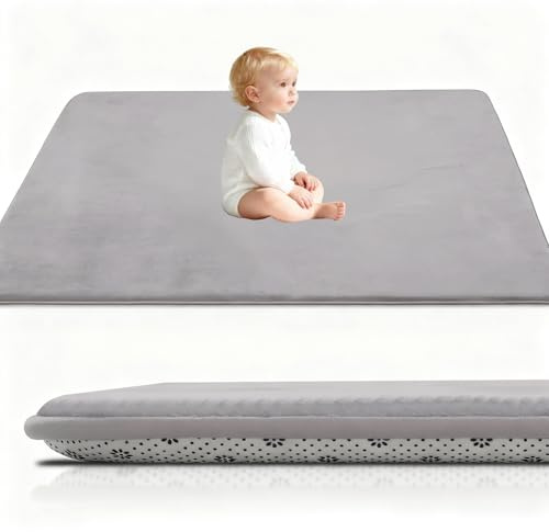 Stqyeiw Tappeto di Velluto Corallo Ispessimento per Bambini Coperta strisciante Tappeto Bambini Tatami Tappetino per Gattonare Antiscivolo, Tappeto per Asilo, Spessore 2 cm, 40 x 60 cm Grigio Argento