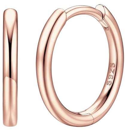 Suplight Orecchini Donna Cerchio in Argento 925 Orecchini Huggie a Cerchio Piccolo 8/10/12/14/16/18/20 mm Colore Argento/Oro/Nero/Oro Rosa con Confezione Regalo per Donna