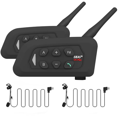 EJEAS V4C Plus Football Referee Bluetooth Intercom Headset with FM Radio and CVC Noise Reduction for 4 Referees Intercom (2 Pack)