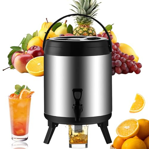 Dispensador de bebidas isotérmico 6/8/10L, termo dispensador de bebidas calientes y frías, acero inoxidable para alimentos, conservación de larga duración, caliente y frío, para camping y restauración