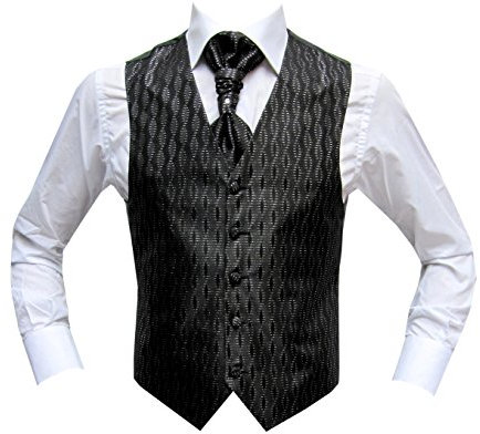 MMUGA Hochzeitwesten Set mit Plastron Sarra Schwarz 64