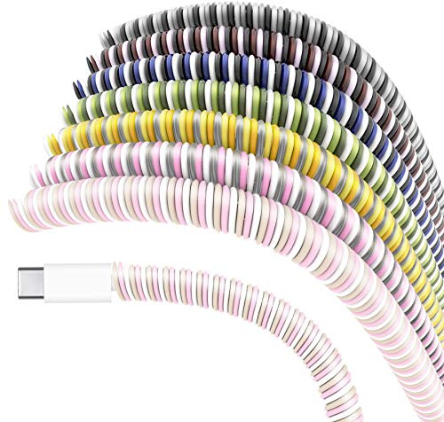 Larcenciel Wire Protektoren/Kabel Sleeves für Ladegerät, Kopfhörer, Datenkabel, 120 cm Bunte universelle Spirale Zugentlastung Schnur Saver (7pcs)