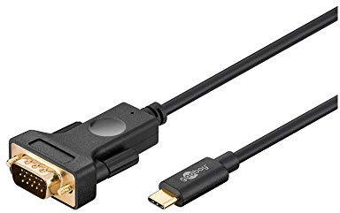 Goobay 79293 Câble Adaptateur USB-C VGA 1 080 p 60 Hz, 1, 80 m, Noir, 1.80m Longueur