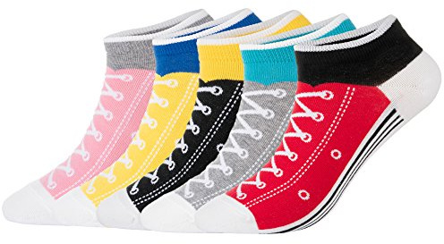 KONY Women’s 5 Pack Lightweight Cotton (86%) Novelty Low Cut Socks Cool Sneakers Ankle Socks Fun Gifts Idea Size 6-10