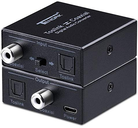 Tendak Optical SPDIF Toslink to Coaxial and Coaxial to Optical SPDIF Toslink Bi-directional Digital Audio Converter Splitter Adapter