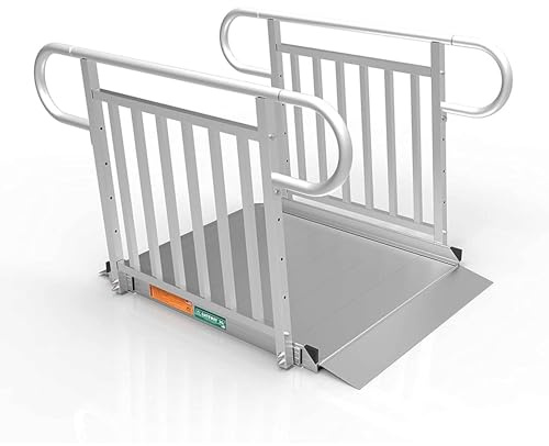 EZ-ACCESS - Portable Wheelchair Ramp and Aluminum Ramp with Handrails - Heavy Duty Mobility Device, Handicap Ramp with Solid Surface for Steps, and Handtrails for Transport and Storage - 3G 4-Foot