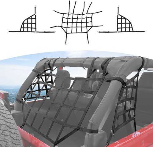RT-TCZ for Jeep JKU Black Cargo Net Rear Restraint Net Trail System for Jeep Wrangler JKU 2007-2017 4 Door Black Accessories 3pcs