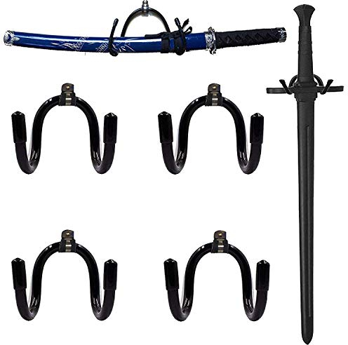 Lot de 4 petits supports muraux réglables pour épée ou poignard, hache, Keyblade - Affichage vertical ou horizontal - Votre épée est maintenue solidement au mur.