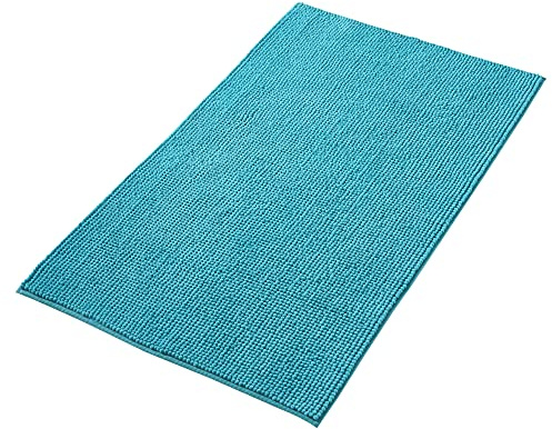 Decomira Badmatta halkfri av mjuk Chenille | Superabsorberande och maskintvättbar | Kan kombineras som badmatta set | För badrum, dusch, badkar eller som wc matta | Petrol Turkos - 70x120 cm