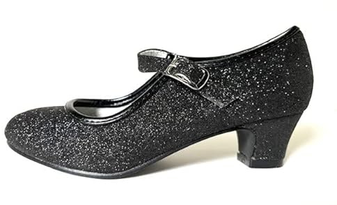 La Seno Rita Princess Glitter ELSA Frozen Spanish Flamenco Shoes, Nero , 39 EU