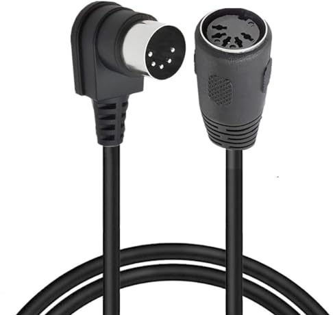HTGuoji MIDI DIN-Verlängerungskabel, 5-poliger DIN 90-Grad-Winkelstecker auf Buchse, Audio AT Adapterkabel für Keyboard Synthesizer, Organ, E-Piano, MIDI Gitarre (1.5 meter)