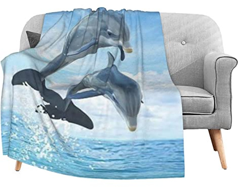 Oudrspo Dauphins Polaire Jeter Couverture couvertures en Flanelle Douce pour Adultes Enfants lit Jette Couverture pour canapé canapé lit Bureau