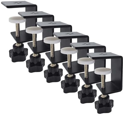 Jhanw 6 Pack Heavy Duty C Clamp & Desk Clamp | Wide Jaw Metal Woodworking Clamps, Adjustable Shelf Clamps for Desk Extension/Panel Work (Sturdy Multi-Purpose Clamping Tool)