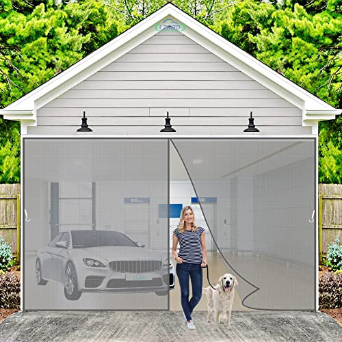 LZHBD Insektenschutz Fliegengitter Rollo Tür Insektenschutzrollo 260x255cm mit Heavy Duty Mesh und Full Frame Klettverschluss, Grau Neuste-Version