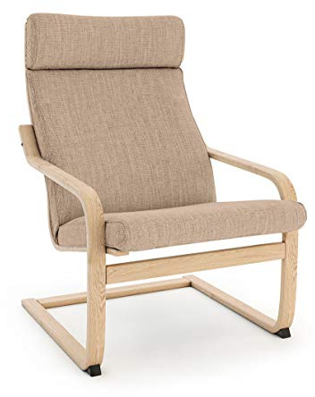 VINYLLA Funda de repuesto para sillón Ikea Poang (diseño 3, poliéster, caqui claro)