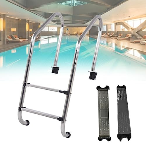 DOZPAL Poolleiter mit 2/3 verschleißfesten Pedalen, Schwimmbad-Trittleiter aus Edelstahl für Innen-/Außenpools, Thermalbäder, Spa-Pools, Wasserparks,B-2steps
