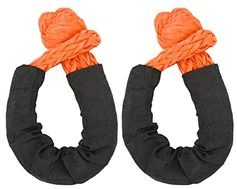 Seilschäkel, 2 Stück, 35 Tonnen Bruchfestigkeit, verschleißfest, tragbar, weicher Schäkel für LKW für Offroad-Fahrzeuge(Orange)