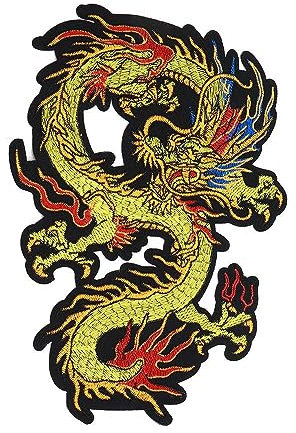Vctitil Goldene Drachen-Applikation Stickerei DIY Jeans auf Kleidung Nähen Punk Kleidung Zubehör Aufnäher Patches