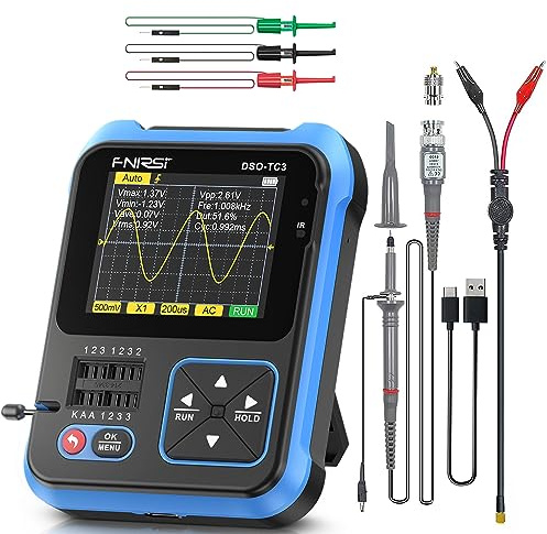 Treedix Oszilloskop Multimeter, 3 in 1 Digital Oszilloskop Generator, 2.4 Zoll HD Farbbildschirm USB wiederaufladbare Digital Transistor Tester Kit, PWM Ausgangssignalgenerator, 500kHz Bandbreite