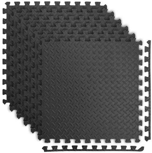 Art3d EVA Puzzle Exercise Mats, 24x24, 1/2 Thick,6-Pack,Black