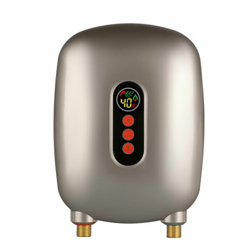 Mini-Durchlauferhitzer, Elektronischer Klein-Durchlauferhitzer, Küchen-Wassererhitzer, Warmwasserbereiter, LC-Display, für Küche und Bad, 6,5KW. (Gold)