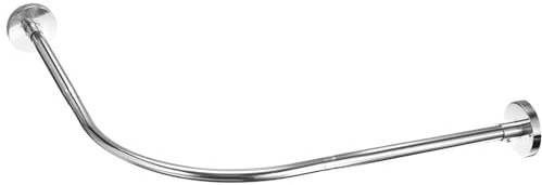 sourcing map Bastone per tenda da doccia estensibile in acciaio inox, a forma di L, ad angolo, senza trapano, per bagno, 75-95 cm, lunghezza regolabile