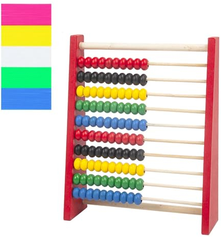 TMRBBesty Rechenschieber Rechenrahmen,Holz Rechenschieber mit 100 Perlen,Grundschule Rechenschieber,Pädagogisches Puzzlespiel für Kinder ab 3 Jahren