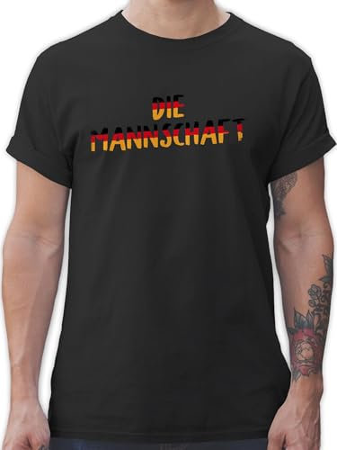 T-Shirt Herren - Fußball EM WM - Die Mannschaft Deutschland Germany - L - Schwarz - Fussball Shirt männer Europameisterschaft Tshirt fu Ball Trikot em- Fanartikel t-Shirts fussballtrikot em24