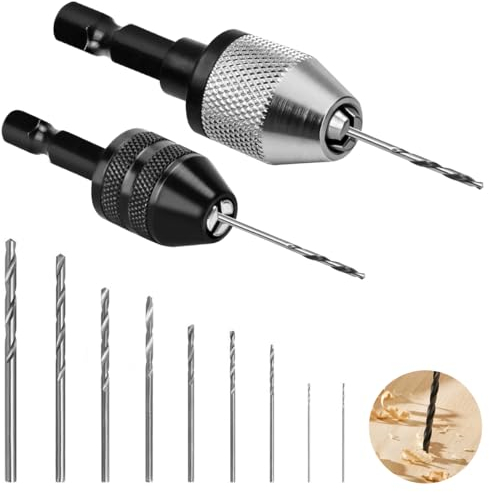 2 Stück Bohrfutter Aluminiumlegierung mit 10 Stück Spiralbohrer Bits(0.8-3.0mm), Handbohrer Mini Bohrmaschine Pin Vise, Schnellspannbohrfutter für Holz, Kunststoff, Schmuck, Modellbau, DIY-Bohrungen