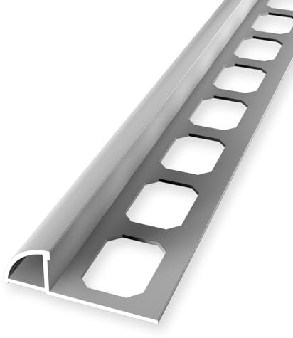 Profilé pour carrelage 10 x 30 x 2500 mm, hauteur de bordure 10 mm, profilé quart de cercle, en aluminium fermé, perforé, profilé métallique argenté Küberit