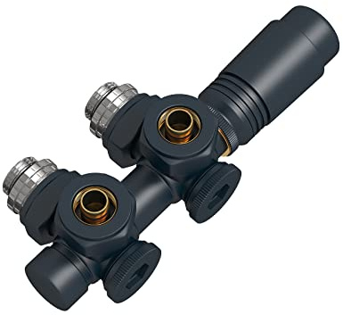 EMKE Kit Multiblock per Radiatori, Valvola ad Angolo e in Linea Retta, Connessione Centrale, Valvola del Radiatore con Termostato, Nero