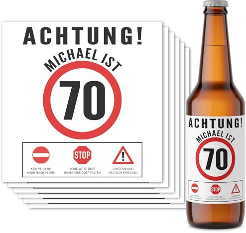 Bieretiketten personalisiert 70. Geburtstag Männergeschenk Bier Geschenk für Männer Geburtstagsgeschenk Flaschenetikett Bierflaschen Etiketten 6 Stück | 9x9 cm