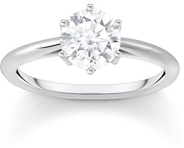 THOMAS SABO Ring mit weißem Stein im Brillantschliff Recyceltes 925 Sterling Silber Zirkonia TR2474-051-14