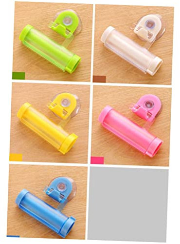 minkissy 5pcs Toothpaste Pump Dispenser Suction Hooks Orl Toothpaste Holder Rolling Squeezer
