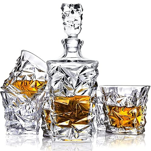 LXYDPZ Ensemble de 7 carafes à Whisky en Cristal sans Plomb de 750 ML avec 6 Verres de 350 ML, pour Cocktail,